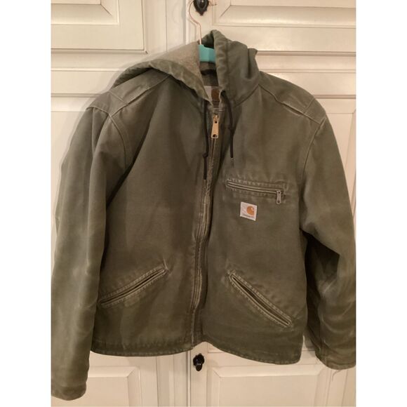 SOLD SOLD Carhartt Womens Sierra Jacket Sz M Sherpa Lining Olive Moss Vintage - Picture 1 of 11
